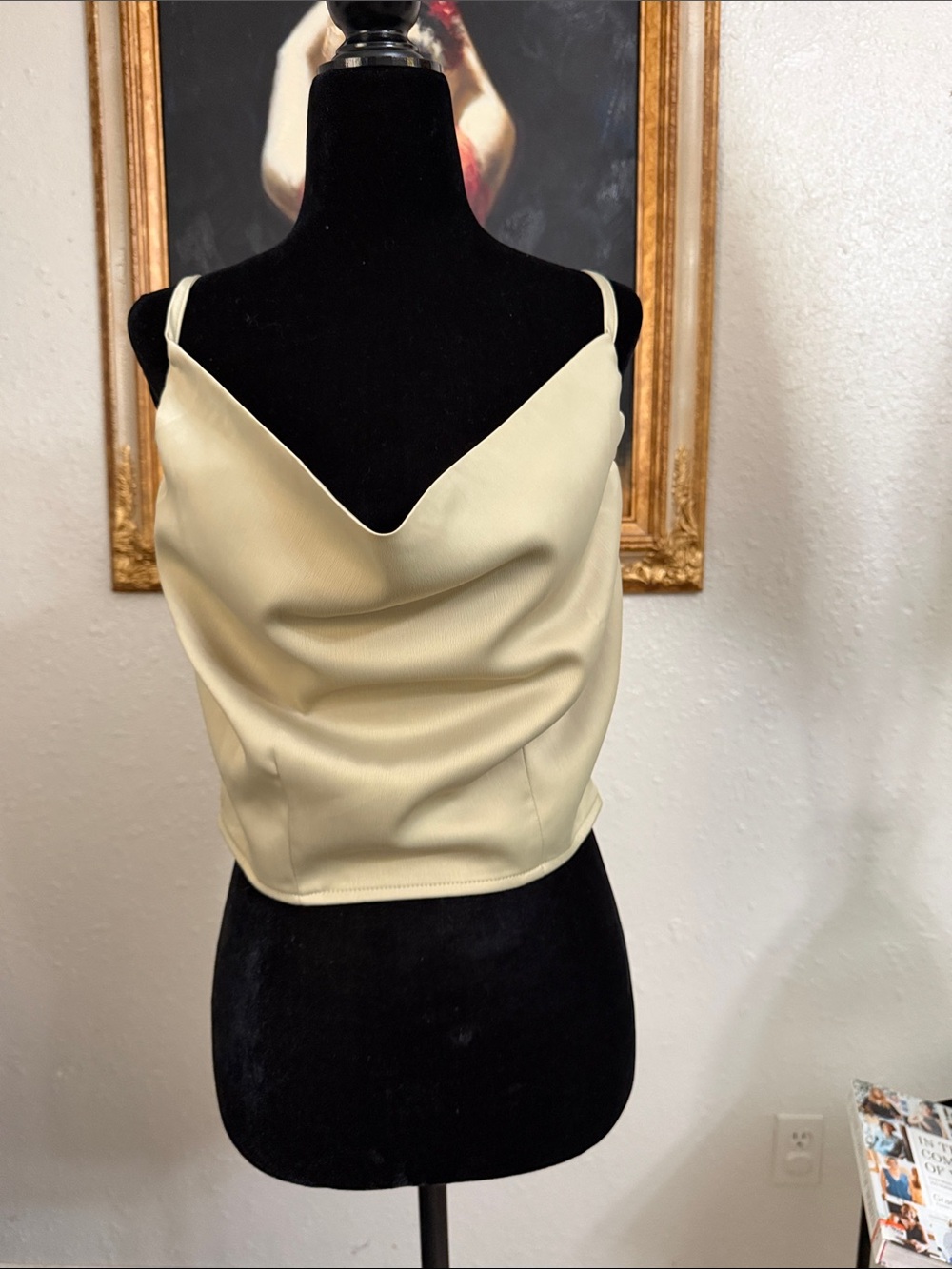 Nasty Gal Womens Sleeveless Cowl Neck Crop Top - sand color